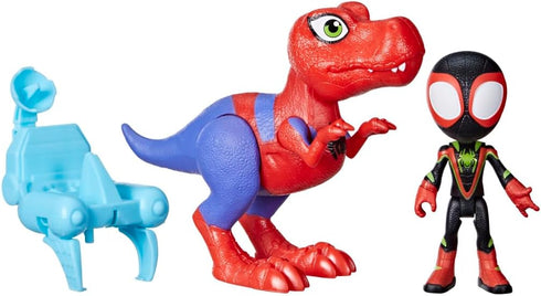 Spidey and his Amazing Friends Marvel Dino-Webs Spidey-Rex & Miles “Spin” Morales 4-inch-Scale Spider-Man Action Figure Set, Toys for Kids...