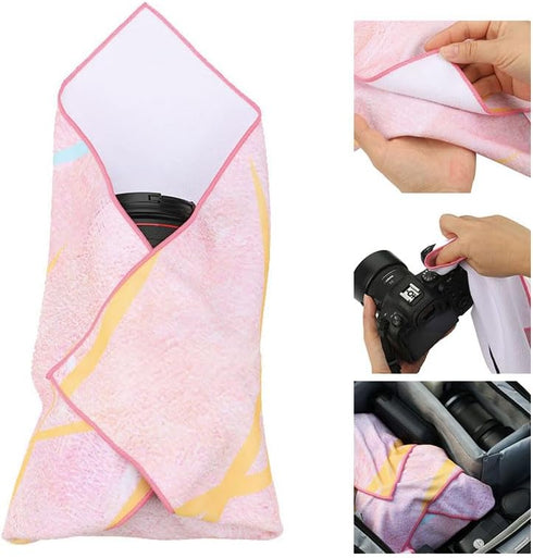 Protective Camera Lens Wrap, Magic Self-Adhesive Cloth Protective Camera Wrapper, Washable Cleaning & Storage Cloth for DSLR/Camera Lens/Phones/Ta...