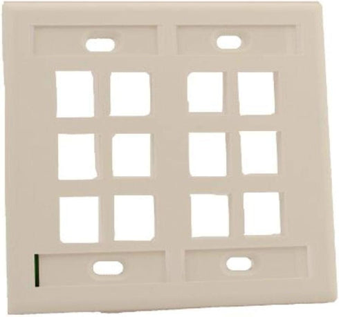 Leviton 42080-12W Quickport Wallplate with ID Window, Dual Gang, 12-Port, White......