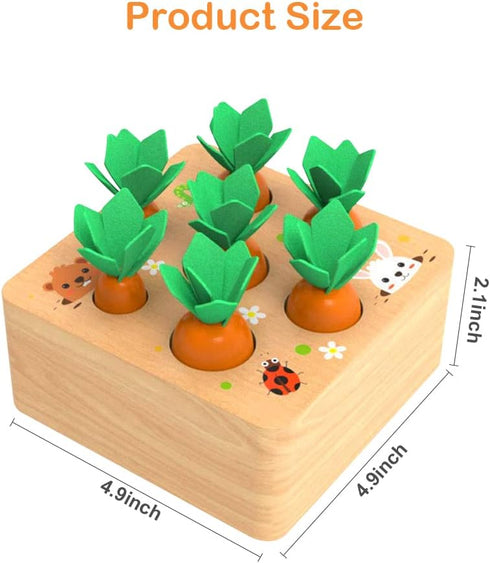 Montessori Toys for 1 Year Old, Wooden Toys Developmental Shape Sorting & Matching Puzzle Carrots Harvest Game, Birthday Gifts for Toddlers Babies...