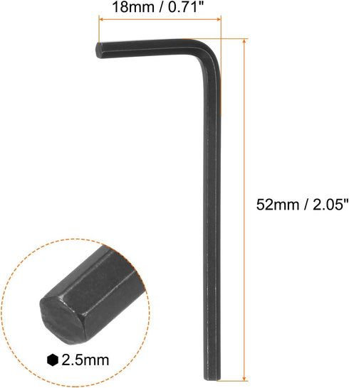 10pcs Hex Key Wrench 2.5mm L-Shape Hexagon Metric Wrenches Chrome Vanadium Steel Repairing Tool for Home Repair, Black...