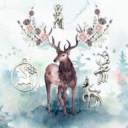100g (60pcs) Wholesale Bulk Lots Christmas Animal Elk Deer Charms for Jewelry Making Mixed Smooth Tibetan Silver Metal Charms Pendants DIY For Jew...