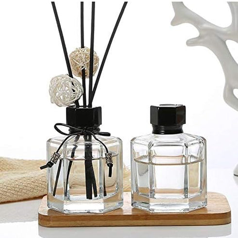 1Pcs 150ml 5 fl oz Empty Refillable Clear Glass Diffuser Bottle Aromatherapy Diffuser Jar Container Fragrance Accessories Use for DIY Replacement ...