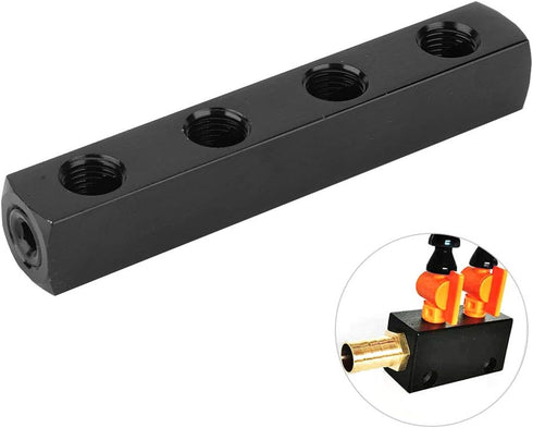 SUS304 Air Hose Manifold Block, 4 Way 1/4 Inch BSPP Thread Pneumatic Air Hose Inline Manifold Block Splitter (4 Way)...