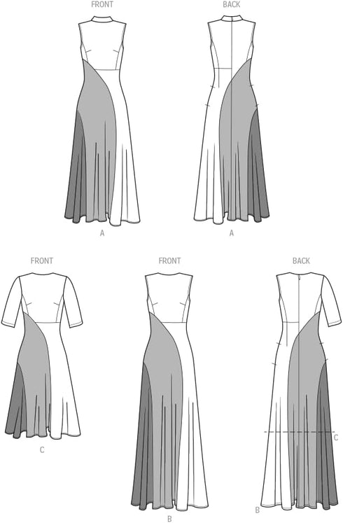 Simplicity Women's Fitted Color Block Dress Sewing Pattern Packet, Design Code S9887, Sizes 20W-22W-24W-26W-28W...