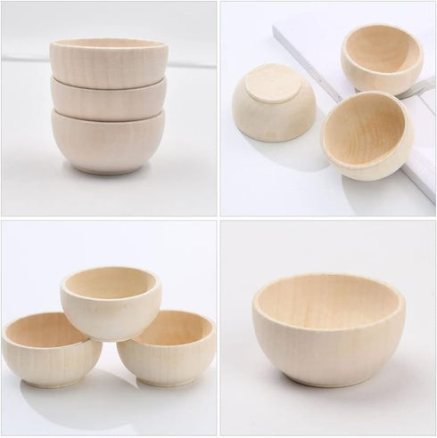 SEWACC 5pcs Wooden Bowls Unfinished Bowls Unpainted Wooden Bowls Serving Bowl Wood Crafts Bowls Pinch Bowls for Fruits Salad Cereal...