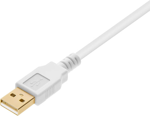 Monoprice - 108612 10ft USB 2.0 A Male to A Male 28/24AWG Cable (Gold Plated) - WHITE for Data Transfer Hard Drive Enclosures, Printers, Modems, C...