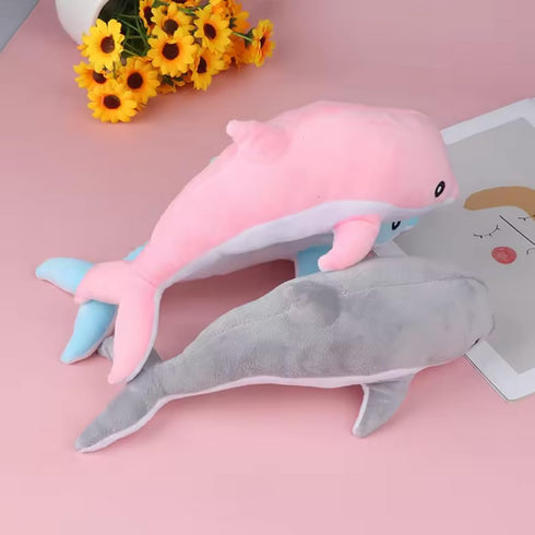 3 Pieces, Dolphin Filled Animal Plush Pillow, Super Soft Doll, Ocean Animal Plush Toy for Boys and Girls as a Sleeping mat Gift, (Blue, Pink, Gray...