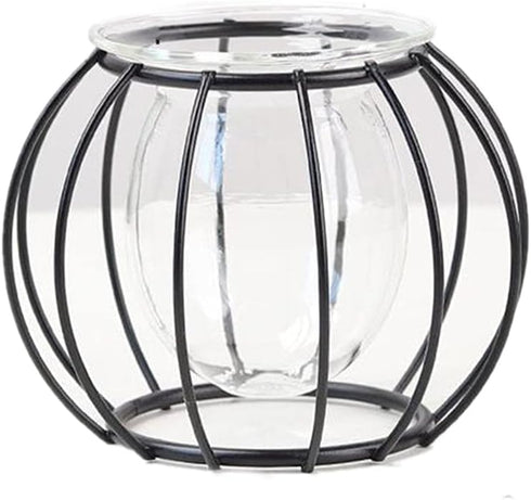 Glass Vase Nordic Small Flower Vase Clear Glass Bud Vases with Metal Geometric Iron Line Cup Vase Pot for Hydroponic Planter Flowers Rack Stand Mo...