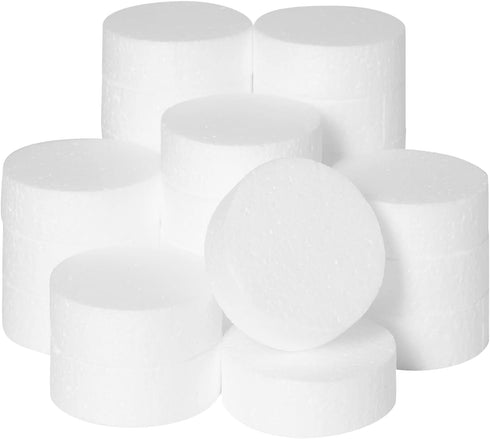 24 Pack Foam Circles for Crafts - 3 Inch Round Polystyrene Discs for DIY Projects (1 Inch Thick, White)...