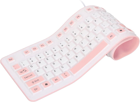 Foldable Silicone Keyboard, 106 Keys USB Wired Waterproof Rollup Keyboard Portable Silent Ergonomic Keyboard for PC Notebook Laptop()...