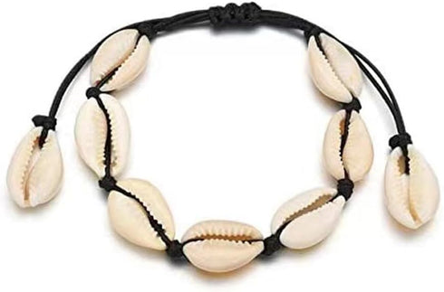 2Pcs Natural Shell Choker Necklace Bracelet Set for Women,Handmade Adjustable Conch Necklace Bracelet Beach Jewelry Gift...