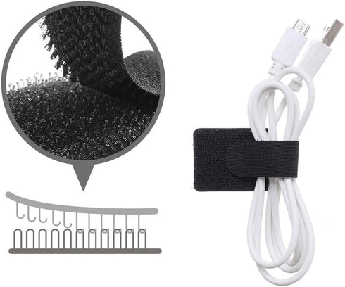 20Pcs 3M Adhesive Wire Organizer Cord Organizers Adjustable Hook and Loop Cable Clips Adjustable Cable Ties Cord Wrappers Keeper Cord Holder Strap...