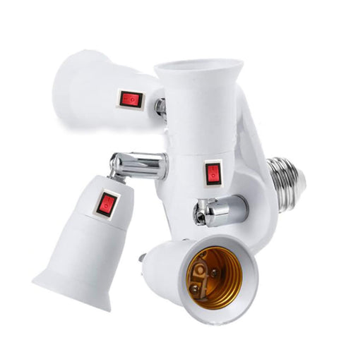 CLWHJ-360 Degrees Adjustable 4 in 1 E26/E27 Splitter Socket Adapter. E26/E27 Standard LED Bulbs 360 Degrees Adjustable 180 Degree Bendable Max Wat...