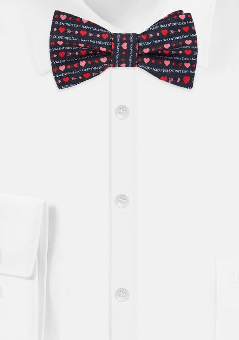 Jacob Alexander Men's Happy Valentine's Day Hearts and Love Arrows Adjustable Self-Tie Bow Tie - Black White Red...