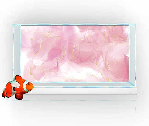 Pink Marble Aquarium Background, Art Abstract Pink Gold Line Marble Terrarium Background, Coloful Marble Glass Terrarium Background 30X12IN with 8...
