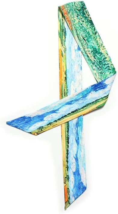 7Pcs Bag Handbag Scarf Handle Wrap Ribbon Scarf Purse Scarf for Women (Van Gogh series)...