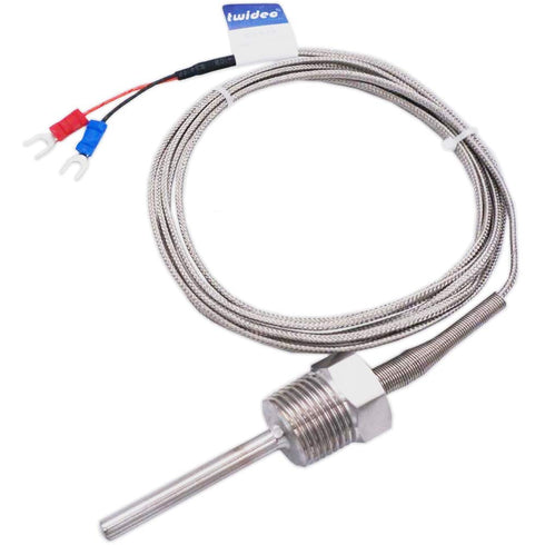 Twidec/2M NPT 1/2"inch (6X50MM) Pipe Thread Temperature Sensor Probe Two Wire Temperature Controller (0~600?) 304 Stainless Steel K Type Thermocou...