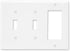 Maxxima 5 Pack 3 Gang Standard/Double Toggle Switch Outlet Wall Plate, White, Standard Size (Pack of 5)...