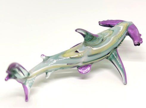 Hammer Shark Figurines Animals Hand Blown Glass Art Collectible Gift Home Decorate 4", Green Yellow...