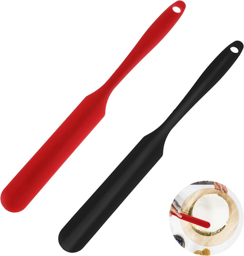 2Pcs Silicone Jar Spatulas, Mabor Long Handle Silicone Jar Spatulas for Baking Cooking Non-Stick Heat Resistant Jar Butter Scrapers for Jars Blend...