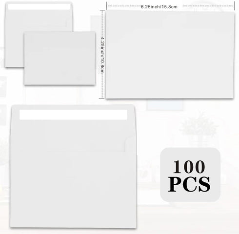 100Packs A2 White Envelopes 4x 5 Inch Card Envelopes,Self Seal for Weddings, Greeting Cards?Mailing? Invitations, Photos, Postcards...