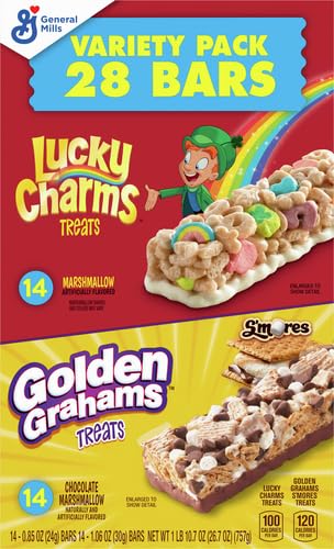 Golden Grahams Lucky Charms Breakfast Cereal Treat Bars Variety Pack, 28 ct...