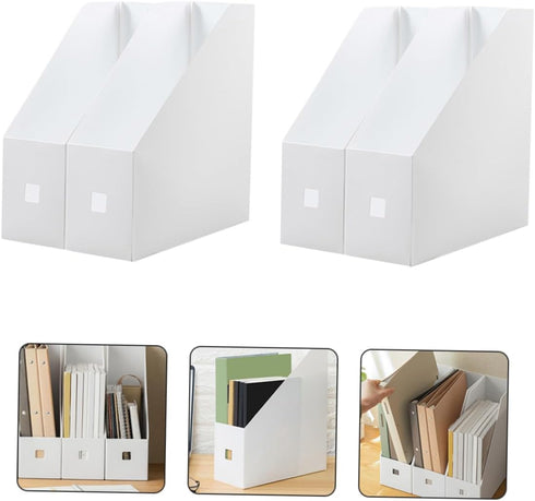 2pcs Plastic File Storage Rack Shelves for Desktop Organizer, White, 20in...