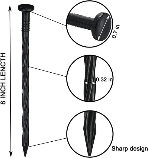 30 Pcs Spiral Landscape Anchoring Spikes, 8 Inch Landscaping Fabric Edging Anchoring Stakes Plastic Edging Nails Nylon Garden Lawn Yard Spikes...