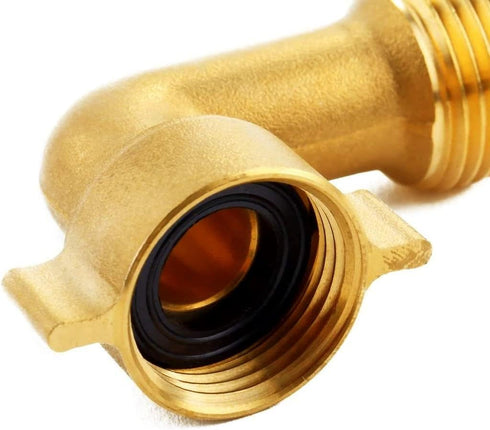 2pcs 90 Degree Hose Elbow RV Water Hose Connectors and Fittings Solid Brass Garden Hose Accessories Heavy Duty Hose Pipe Adpater with 2 Washers...