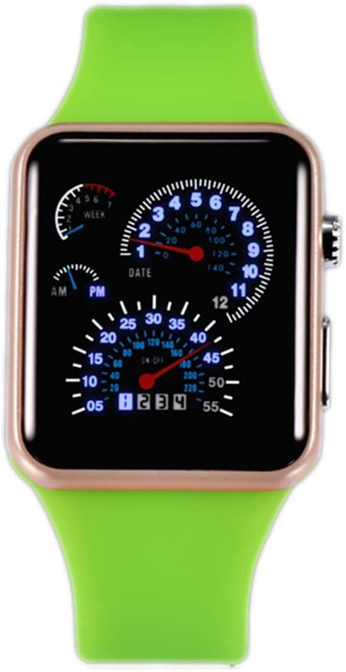 FANMIS 29 LED Sector Blue Red Light Digital Date Silicone Strap Men's Women's Sports Wrist Watch...