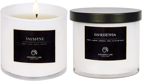 Chloefu LAN Valentines Scented Candles Gifts for Women Gardenia and Jasmine Candles 7.1oz|45 Hour Long Lasting Highly Scented 100% Soy Candle, Hom...