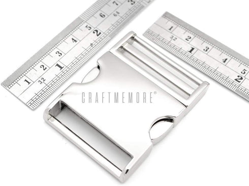 CRAFTMEMORE 1 pc 1-1/2 inch Metal Curved Side Release Buckle Adjustable Lock for Belt Backpacks Pet Collar (Gold)...