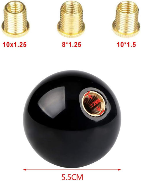Black 8 Ball Billiard Round Shift Knob Manual Gear Shift Knob Shifter with 3 Adapters fit for Most Manual Transmission or Automatic Transmission W...