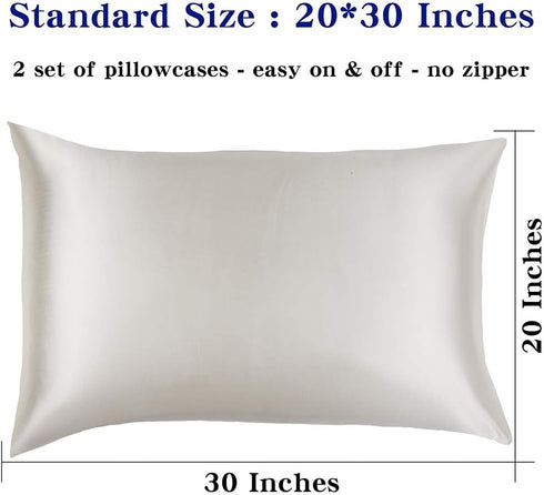 Lanest Housing Satin-Silk Pillowcase Queen, White Satin Pillowcase for Hair and Skin, Breathable, Super Soft, Cooling Pillow case Queen-Standard S...