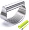 GuDoQi Garlic Press Rocker, Stainless Steel Garlic Mincer Garlic Crusher, Garlic Chooper with Peeler and Scraper Brush, Garlic Press with Ergonomi...