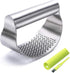 GuDoQi Garlic Press Rocker, Stainless Steel Garlic Mincer Garlic Crusher, Garlic Chooper with Peeler and Scraper Brush, Garlic Press with Ergonomi...