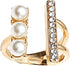 Vintage CZ Tiny Bar Pearl Open Band Ring for Women Girls Gold Plated Cubic Zirconia Statement Adjustable Expandable Imitation Pearls Finger Rings ...