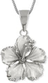 Sterling Silver 17mm Hibiscus Pendant Necklace, 16+2" Extender...