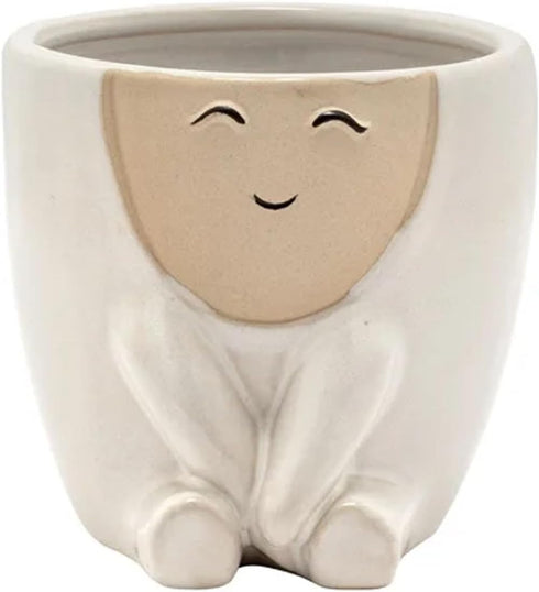Ceramic Person Pot for Indoor Plants Planter, 3.25-Inch, White...