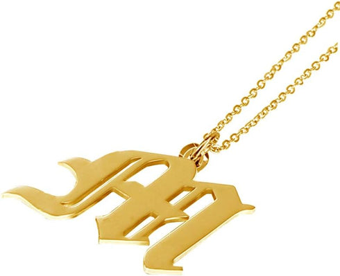 Women's Old English Initial Necklace 18K Gold Plated Stainless Steel Letter Pendant Gift...