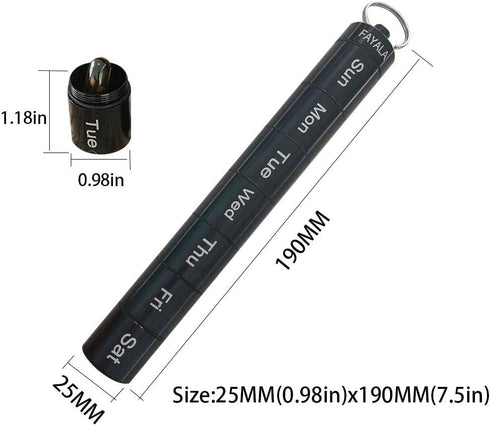 Pill Disperser Waterproof 7 Days Pill Holder Travel Pill Container Portable Medicine Keychain Daily Airtight Pill Organizer?Black)...