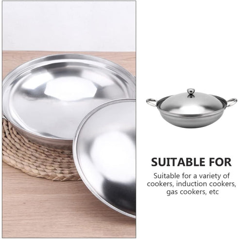 UPKOCH Stainless Steel Hot Pot Pan: 22cm Metal Shabu Shabu Hot Pot Stir Fry Pan Non Stick Hot Pot with Lid and Handle for Kitchen Cooking...