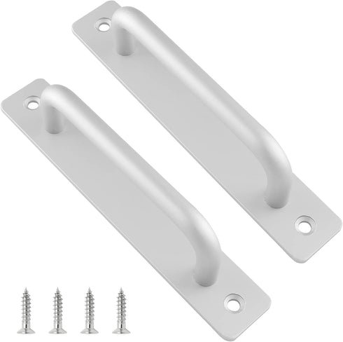 2 Pack Aluminium Alloy Closet Door Handles with Plate,7.1 Inch /180 mm Sliding Door Pull Handle with Mounting Screws for Sliding Barn Door,Wooden ...