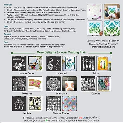 CrafTreat Wall Stencils for Painting Large Pattern - Radar - Mandala Stencil for Dot Painting - 12x12 Inches - Reusable DIY Art and Craft Stencils...