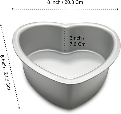 Heart-shaped cake pan, heart-shaped cake tin, aluminum, 3-inch deep, 8-inch heart-shaped, for weddings, parties, family and other occasions cake (...