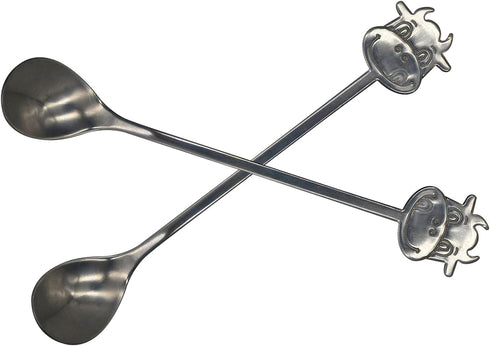 Maydahui 2PCS Cow Spoon 5.9inch 18/10(304) Stainless Steel Coffee Spoon Cartoon Animal Dessert Spoon Tableware Kitchen Tools for Sugar Tea Drink I...