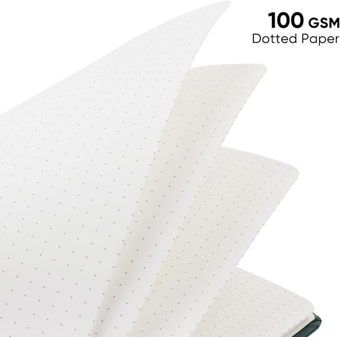 Spiral Dot Grid Notebook, Bullet Dotted Journal Notebook with 100gsm Thick Dotted Paper, Medium 5.75'' × 8.38'', Double-Wire, Hardcover, Inner Poc...