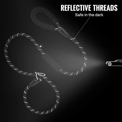Dog Leash-Heavy Duty Long Dog Leash for Puppy, Small, Medium, and Large Dogs (Black Rope - Handle & Collar, 6 Feet)...