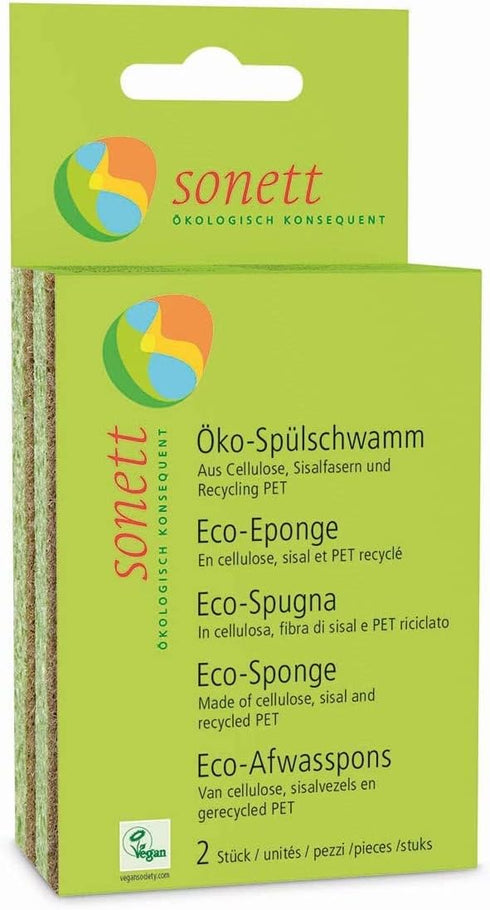 Sonett Natural Compostable Eco Sponges for Dishes Scratch Free for Kitchen and Bathroom (Pack of 12)...